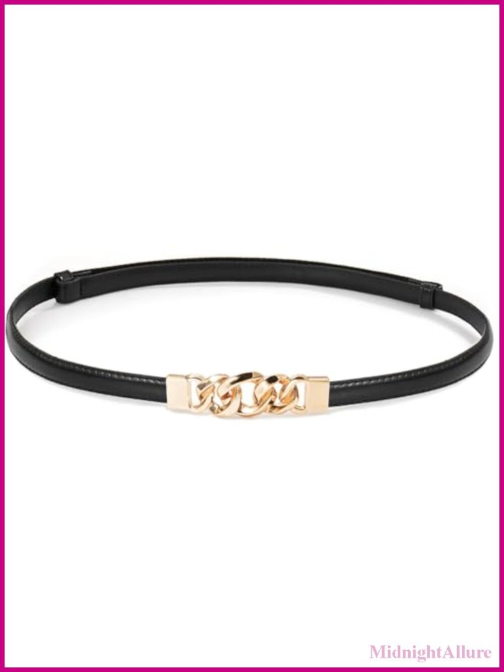 Skinny PU Leather Belt Thin Waist Belt with Gold Buckle for Dresses